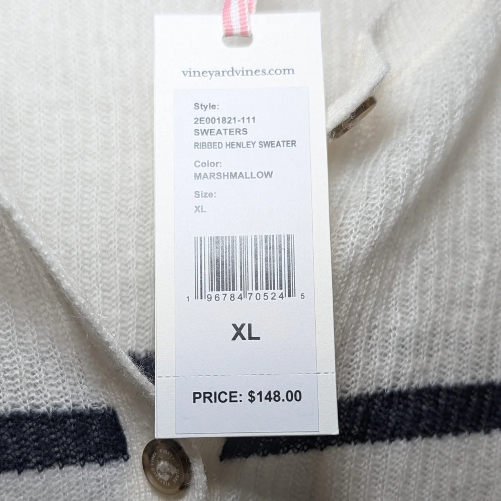 🎉 SALE 🎉 NWT Vineyard Vines Striped Ribbed Henley Button-Up Women's Sweater